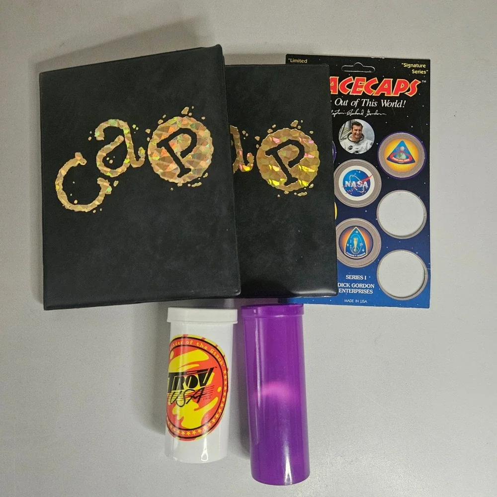 Vintage 90s Pogs Milkcap Collection Hawaii Lot Binders Slammers Disney NASA Trov